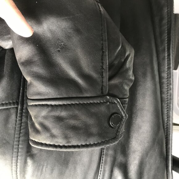 Tommy Hilfiger Mens Black Leather Jacket Size L - Picture 8 of 13